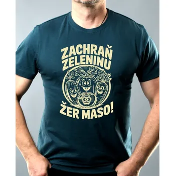 Pánská móda Zachraň zeleninu, žer maso - Pánské tričko Basic - Nejoblíbenější - L