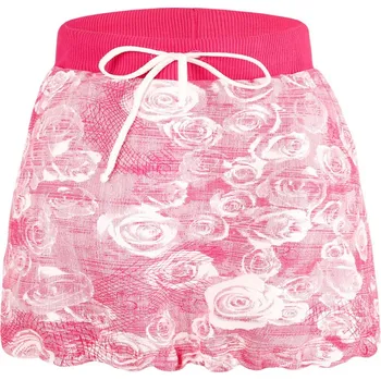 Dívčí sukně Dívčí bavlněná sukně Viky - vzor 06 - malinová - růžičky 140 - 146