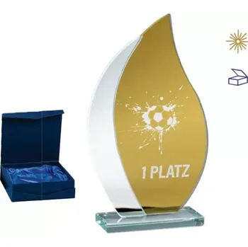 Skleněná plaketa zlatá v dárkové krabičce 68380