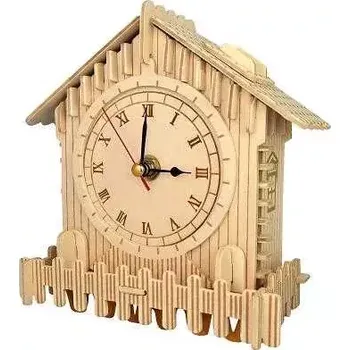 3D puzzle Woodcraft construction kit Woodcraft Dřevěné 3D puzzle hodiny domek