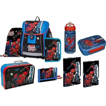Školní batoh Oxybag Školní sada set 9ks PREMIUM LIGHT Spiderman batoh, penál, sáček a doplňky 0-90925X/09