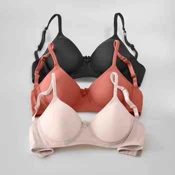 Podprsenka Sada 3 diskrétních podprsenek z mikrovlákna, s kosticemi černá+tělová+růžo.dřevo 95B