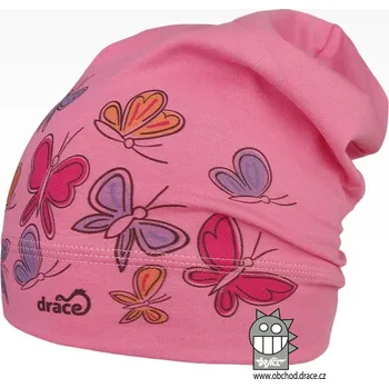 Čepice Bavlněná čepice Polo - vzor 64 - motýlci - růžová 50 - 52