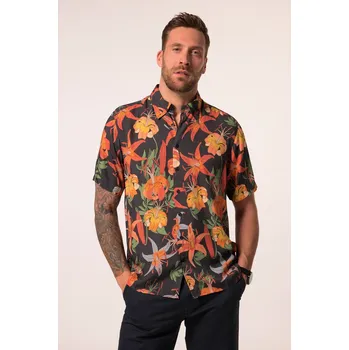 Pánská košile JP1880, Plus size Košile JP1880, krátké rukávy, plošný potisk, skrytý límeček s knoflíky, do 8XL pro plnoštíhlé nadměrná velikost, 837772110-1459, šedý, XL, Plus size oblečení, Oblečení pro vysoké muže, Nadměrné velikosti, Oblečení pro plnoštíhlé.