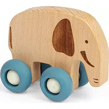 Dřevěná hračka Bigjigs Toys Zvířátko na kolečkách Safari Slon