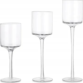 Svícen Skleněný svícen na čajové svíčky na noze Sada 3 ks, dekorace svatební hostina