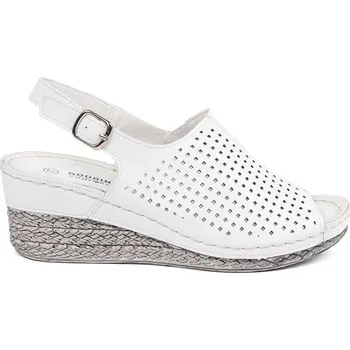 Dámské sandále Goodin Exkluzívní dámské sandály bílé na klínku 38