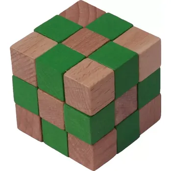 Hlavolam Česká dřevěná hračka Dřevěný hlavolam kostka zelená velká