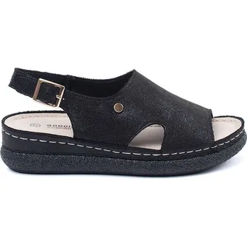 Dámské sandále Goodin Výborné sandály dámské černé na plochém podpatku 39