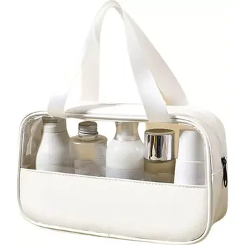 Průhledná kosmetická taštička E32 (Bílá kosmetická taštička - průhledná, 26 x 16 x 8 cm)