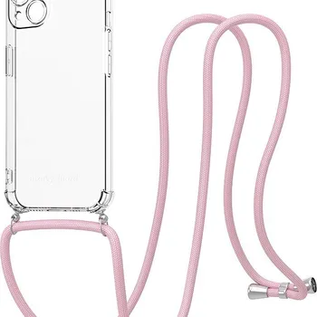 Pouzdro na mobilní telefon AlzaGuard Luxe Lanyard Case pro iPhone 13 růžový