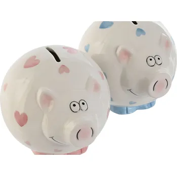 Pokladnička Pokladnička Home ESPRIT Prase 15 x 13 x 12 cm (2 kusů) Dolomite