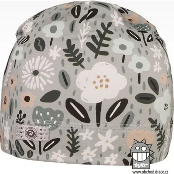 Čepice Bavlněná celopotištěná čepice - vzor 12 - šedá, kytičky 54 - 56