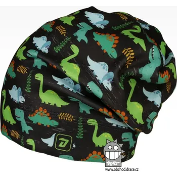 Čepice Fleecová čepice Yetti - vzor 02 - černá, zelená, dinosaur 50 - 52