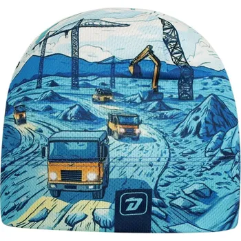 Čepice Funkční čepice Bruno - vzor 206 - modrá - bagry - čepice na jaro / podzim XS 48 - 50