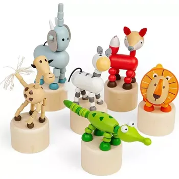 Dřevěná hračka Bigjigs Toys Dřevěná mačkací zvířátka Safari 1 ks