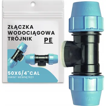 Vodovodní potrubí T-ROZDĚLOVAČ ŠROUBOVACÍ PE 50x6/4 VNITŘNÍ ZÁVIT PRO VODU