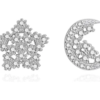Náušnice Agato Stříbrné náušnice Hvězda a měsíc AGT-E004PW (Ag925/1000, 1,27 g)