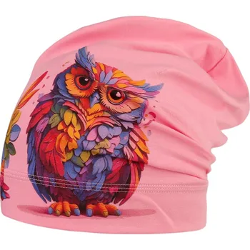 Čepice Bavlněná čepice Polo - vzor 75 - růžová - sovy 52 - 54