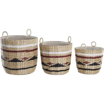 Organizér do auta Sada organizérů DKD Home Decor Košík (38 x 38 x 36 cm) (3 kusů) Koloniální styl Polyester Vlákna