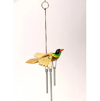 Dekorace do dětského pokoje Mitra Bali Zvonkohra letící ptáček z Bali, béžový, 16 cm