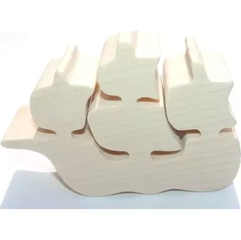 Dřevěná hračka Fauna Dřevěná loď přírodní