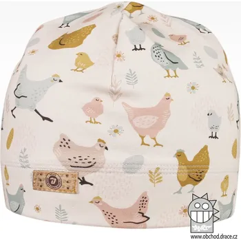 Čepice Bavlněná celopotištěná čepice - vzor 15 - béžová, slepičky 52 - 54