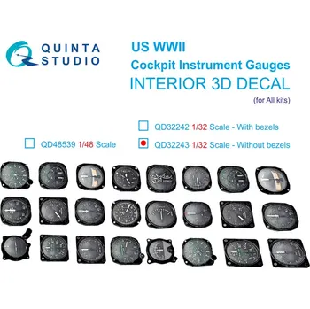 Plastikový model Quinta studio 1/32 US WWII Cockpit instr.gauges w/o bezels