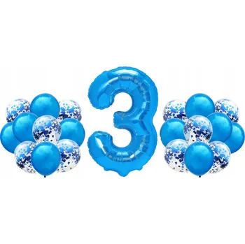 Balónek Sada TMAVĚ MODRÁ k 3. NAROZENINÁM 100cm balónky