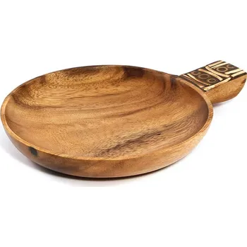 Kuchyňské prkénko Mitra Bali Kulatý servírovací tác s rukojetí z Bali, 23 cm