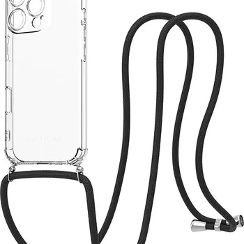 Pouzdro na mobilní telefon AlzaGuard Luxe Lanyard Case pro iPhone 16 Pro černý