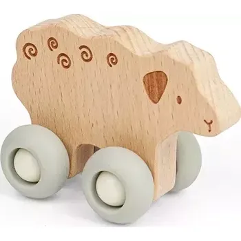 Dřevěná hračka Bigjigs Toys Domácí zvířátko na kolečkách Ovečka