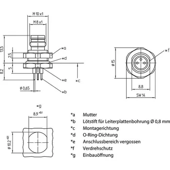 Lutronic 0831 03 T10CP vestavný zástrčkový konektor pro senzory - aktory, 1224, piny: 3, 1 ks