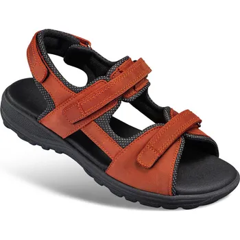 Dámská zdravotní obuv Dámské sportovní sandály s pásky na suchý zip, nubuková useň, terakota: 39