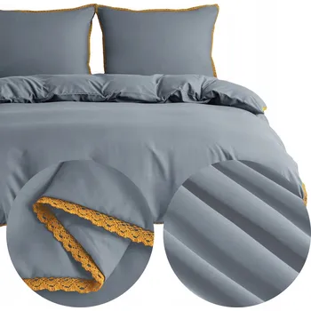 Povlečení Povlečení 200x220 3dílné z MIKROVLÁKNA hladké jednobarevné s krajkou Brandon