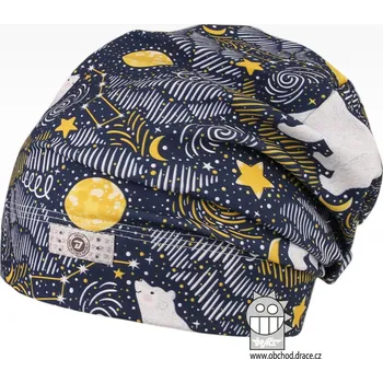 Čepice Bavlněná celopotištěná spadlá čepice - vzor 13 - modrá, vesmír 54 - 56