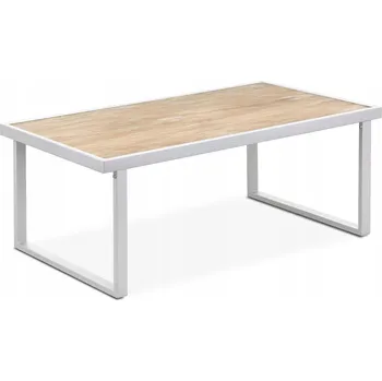 Konferenční stolek Zahradní stolek ocel/dřevo v loft stylu bílý KONSIMO TRIBO