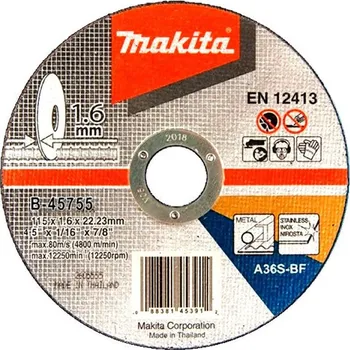 Řezný kotouč MAKITA B-45755 Řezný kotouč 115 x1,6 x 22, nerez free_store_pickup