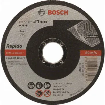 Pilový kotouč BOSCH Dělicí kotouč rovný Standard for Inox - Rapido, 115x1 mm 2608603169 free_store_pickup