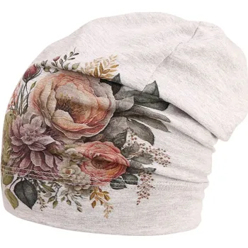 Čepice Bavlněná čepice Polo - vzor 80 - šedá - květy 50 - 52