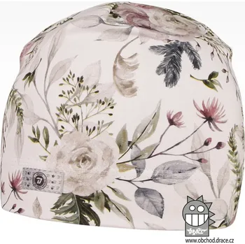Čepice Bavlněná celopotištěná čepice - vzor 03 - bílá, květy 46 - 48