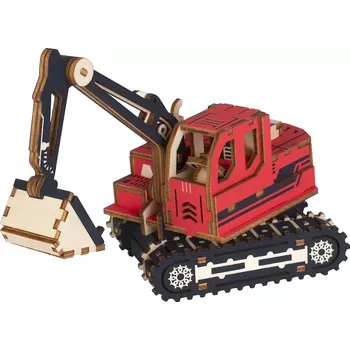 3D puzzle Woodcraft construction kit Woodcraft Dřevěné 3D puzzle Rypadlo červená