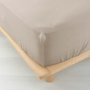 Prostěradlo Béžové napínací mušelínové prostěradlo 160x200 cm Angelia – douceur d'intérieur ID_1630654