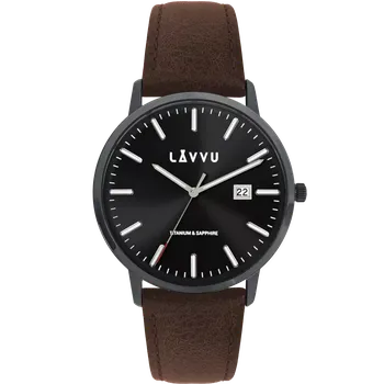 Hodinky LAVVU Luxusní černé pánské hodinky se safírovým sklem Copenhagen Titanium Black LWM0264 ( )