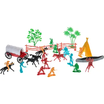 Figurka Herní sada Western Warrior s kočárem a doplňky 31 ks