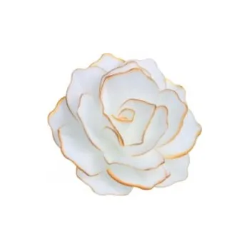 Jedlá dekorace na dort Jedlá dekorace - RŮŽE BÍLO - ZLATÁ 13 cm / jedlý papír