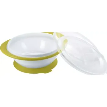 dětská jídelní sada NUK Easy Learning Dětská miska se 2 víčky a přísavkou zelená