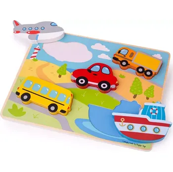Bigjigs Toys Vkládací puzzle dopravní prostředky