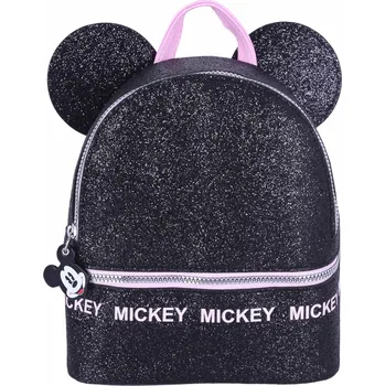 Dětský batoh Batoh Mickey DISNEY s třpytkami v černém a růžovém provedení