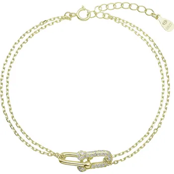 Náramek Pozlacený stříbrný náramek s elegantním uzlem a zirkony 13085.1